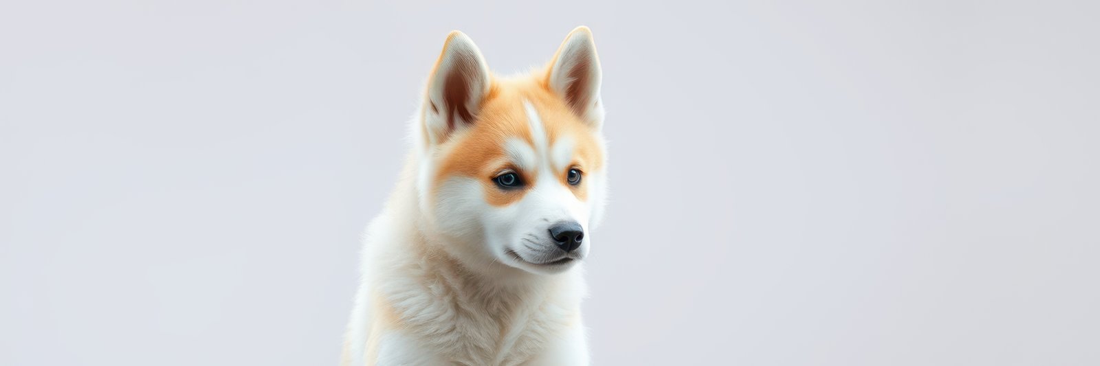 Cute puppy sits calmly with attentive expression in a minimalistic indoor setting during daylight